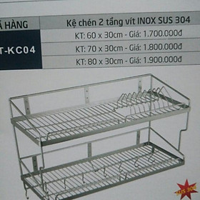 Kệ chén 2 tầng inox sus 304 cao cấp