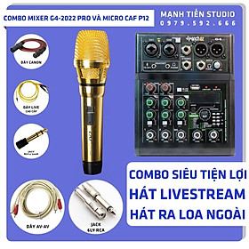 Mua Combo Micro Caf P12  Mixer G4 2022 - Vừa thu âm vừa hát ra loa -Kèm full phụ kiện tai nghe ISK HP-960B  dây live cao cấp