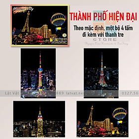 Tranh Cạo Bưu Thiếp 4 tấm khổ A5 - Color Night Scene Scratch 2022 - Tự làm một bức tranh decor, trang trí