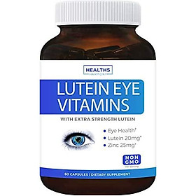 Lutein Eye Vitamins (Non-GMO) Vision Support Supplement for Dry Eyes & Vision Health Care - Bilberry - 60 Capsules