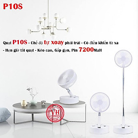 Mua Quạt tích điện gấp gọn - Chế độ tự xoay đảo chiều phải trái - Có điều khiển từ xa - Hẹn giờ tắt quạt - Pin 7200MaH