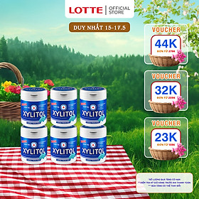 Combo 6 hũ Kẹo Gum không đường Lotte Xylitol - Hương Fresh Mint 137,8 g