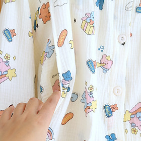 Đồ Bộ Bầu Và Sau Sinh Cho Con Bú Azuno A222 Mỏng Mặc Mùa Hè Thu Có Chun Chỉnh Bụng Và Khe Mở Cho Con Bú