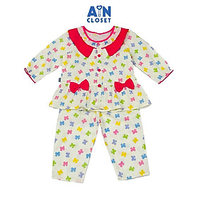 Bộ quần áo Dài bé gái hoạ tiết Nơ Hồng Cotton - AICDBGYOTFWQ - AIN Closet