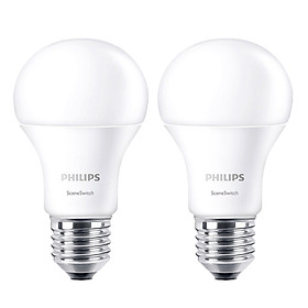 Mua Bộ 2 Bóng Đèn Philips LED Scene Switch Đổi Màu Ánh Sáng 9.5W 3000K/6500K E27 P45 -Ánh sáng Trắng / Vàng - Hàng Chính Hãng