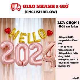 Hình ảnh Bộ bóng số trang trí tiệc Happy New Year màu hồng vàng cbhp99