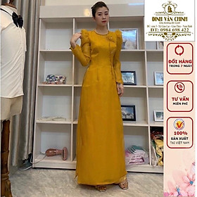 Áo dài Voan mỹ thiết kế 4 tà tông vàng sang trọng _ VY001