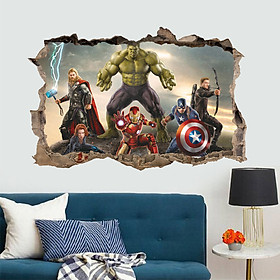 Decal Tranh Dán Tường Siêu Anh Hùng Marvel - Decal 3D Avengers mẫu số 5 AmyShop (50 x 70 cm)