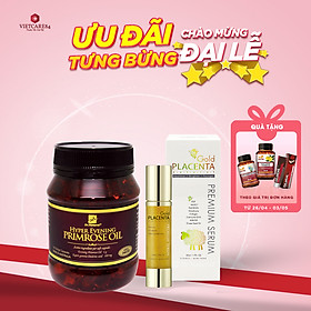 Bộ Sản Phẩm Đẹp Da, Giảm Nám: Viên Nội Tiết Hyper Evening Primrose Oil 180 Viên, Serum Vàng Nhau Thai Cừu Dr Natural Gold Placenta Premium 50ml