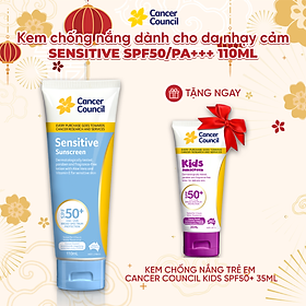 Hình ảnh Kem chống nắng cho da nhạy cảm Cancer Council Sensitive SPF 50+/PA++++ 110ml