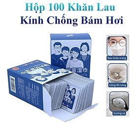 Hộp 100 Miếng Khăn Lau Mắt Kính Nano Chống Mờ Sương, Bám Hơi Nước