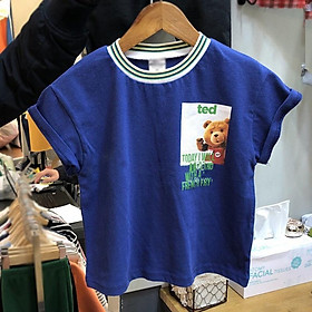 Áo thun cho bé trai size đại cộc tay, áo phong trẻ em cotton kiểu Hàn 10-38kg - Xanh,size 90: 10-14kg