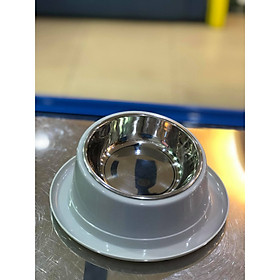 Bát ăn inox nghiêng có rãnh chống kiến - Sản phẩm cao cấp dành cho thú cưng - Giao màu ngẫu nhiên