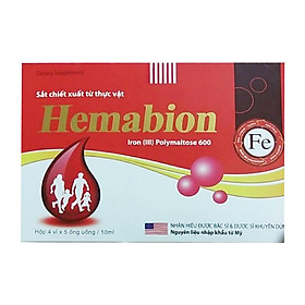 Siro ống HEMABION giúp bồi bổ máu cho trẻ em từ 1 tuổi, phụ nữ mang thai và sau sinh Hộp 20 ống (10ml)