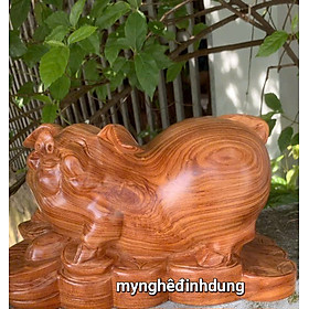 Mua Tượng con heo (lợn ) phong thủy cầu tài lộc bằng gỗ  hương đá kt 30cm