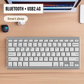 Bàn phím không dây mini W200S - đa kết nối bluetooth 5.0 + 3.0 + Usb wireless 2.4G hàng nhập khẩu