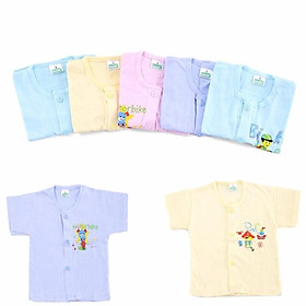 Áo tay ngắn màu cho bé-Set 10 áo tay ngắn sơ sinh màu giữa cho bé 2-12kg