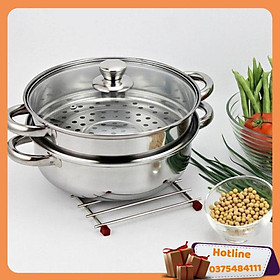 Mua Bộ Xửng Hấp Inox 28Cm - Nồi Hấp Đa Năng 2 Tầng Cao Cấp Nắp Kính - Hàng Loại 1