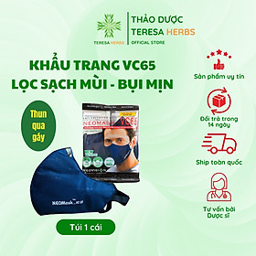 Khẩu trang (Combo 05) - Khẩu trang than hoạt tính NeoMask Neovision VC65 đạt chuẩn N95(Thun Qua Gáy)- Chống bụi siêu mịn PM2.5, lọc khuẩn BFE 95% (Được cấp bởi Nelson Lab), kháng khuẩn, chống giọt bắn, có thể giặt tái sử dụng nhiều lần- Xanh đậm