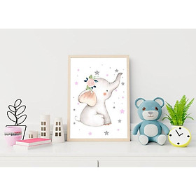 Tranh treo tường | Tranh cho bé-Elephant Nursery Wall Art Decor for Girl 55 , tranh canvas giá rẻ