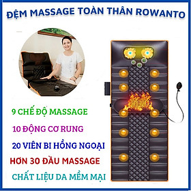 Đệm massage toàn thân Rowanto Nhật Bản Cao cấp Có túi hơi chống nhức mỏi, hỗ trợ giảm đau cơ bắp, thư giãn, giảm stress, lưu thông tuần hoàn máu