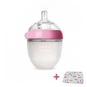 Bình Sữa cho bé 150ml. Bình Sữa Silicone Comotomo chính hãng - Tặng kèm tấm lót chống thấm cho bé