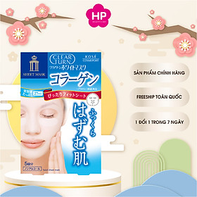 Mặt Nạ Dưỡng Trắng Collagen Kosé Softymo Clear Turn White Mask VC  5 Miếng (Combo 5 Miếng Và Set Mini)