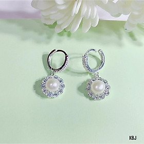 Bông tai nữ bạc Ý khuyên tròn MS106