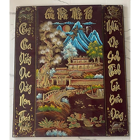 Mua Tranh sơn mài Cửu Huyền Thất Tổ đắp nổi đẹp  hàng cao cấp size 100x120 cm treo tường  trang trí nhà cửa  văn phòng  quà