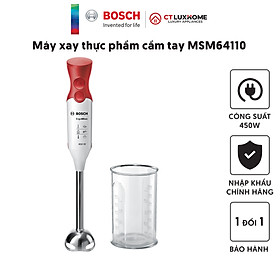 Máy xay thực phẩm cầm tay Bosch MSM64110 450W, 220V, 50/60Hz, Kèm cốc trộn [Hàng chính hãng]