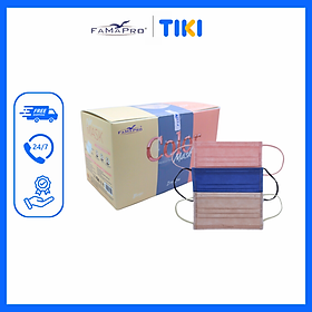 Khẩu trang y tế 4 lớp Color Famapro Phiên bản sắc màu hộp 50 cái
