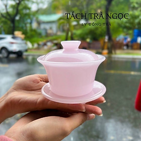 Mua Tách trà đá ngọc cao 10cm ngang 8cm có nâp và đĩa