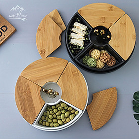 Mua Khay Mứt Tết  Hộp Mứt Đựng Hoa Quả Bánh Kẹo Bằng Sứ Nắp Gỗ Chi Tiết Xương Rồng