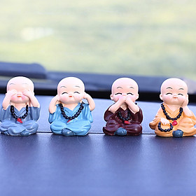Mua Tượng tứ không 4 chú tiểu ngộ nghĩnh dễ thương trang trí xe hơi phòng khách bàn làm việc