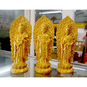 Bộ ba tượng Phật Tây Phương Tam Thánh hào quang cao 18cm-Nhiều mẫu
