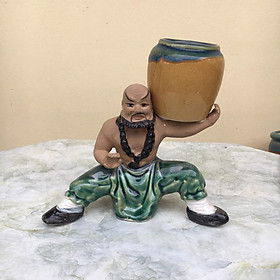 Mua Chậu tượng Lỗ trí thâm bê vò mini men màu xanh ngọc gốm Bát tràng 1 size CT-63