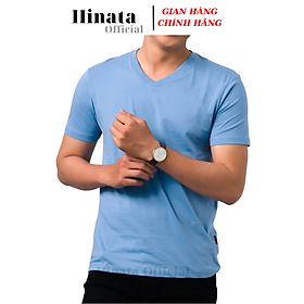 Áo Thun Nam Trơn Cổ Tim,Áo Phông Nam Basic 100 Cotton Cao Cấp Hàng Hiệu Đẹp Thoáng Mát Tay Ngắn Màu Xanh Biển