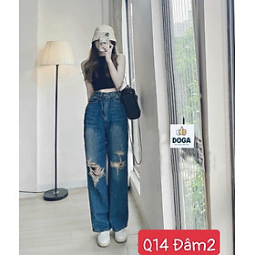 Quần Baggy Jean DOGA Q14 Chất Liệu Cotton Denim Thiết Kế Hàn Quốc Phong Cách Cá Tính