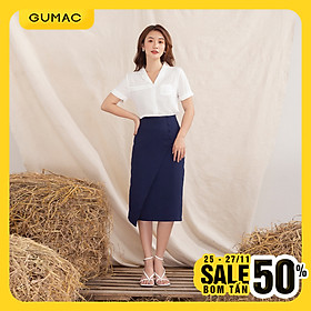 Chân váy nữ VA1023 GUMAC thiết kế tà đắp 4 nút