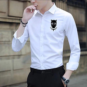 Áo sơ mi in hình super mẫu 4 họa tiết ở ngực chất sơ mi Phong cách sang trọng thanh lịch
