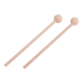 1 Pair Wood Mallets Percussion Polished Surface Sticks Wood Block and Bells