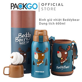 Bình giữ nhiệt cho Bé Chính hãng 100% BEDDYBEAR - Dung tích 600 ml - 2 Nắp thay thế - Chất liệu Inox cao cấp 316 - Hình Tuần Lôc 3D - phù hợp Bé từ 2 tuổi trở lên - Bảo hành 2 năm