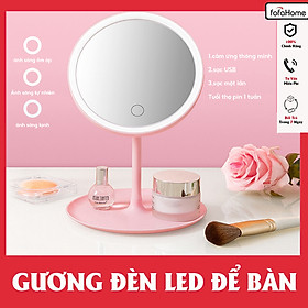 Gương Để Bàn Đèn LED Gương Cảm Ứng Để Bàn Trang Điểm，Gương Có 3 Chế Độ Sáng - Giao màu ngẫu nhiên