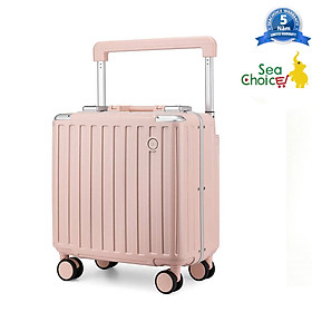 Hình ảnh Vali du lịch cabin Sea Choice Khung nhôm chất liệu PC có khóa TSA bền đẹp Size 18'' Vali nhỏ Bảo Hành 5 Năm dây kéo YKK