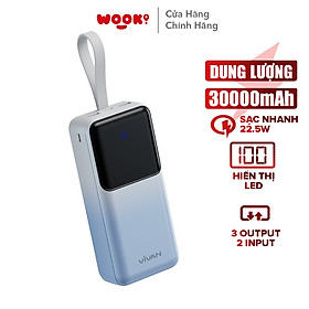 Mua Pin Dự Phòng Sạc Nhanh VIVAN Dung lượng 30.000 mAh Sạc nhanh 22.5W QC3.0 & PD 2 cổng sạc vào 3 cổng sạc ra VPB-D30 BH 12 THÁNG - HÀNG CHÍNH HÃNG