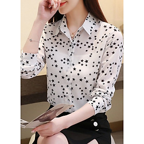 Áo Sơ Mi Nữ Kate Dài Tay Phối Ngôi Sao Thời Trang