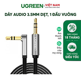 Hình ảnh Dây Audio 3.5mm dẹt, mạ vàng 1 đầu vuông 90 độ UGREEN AV119 - Hàng chính hãng