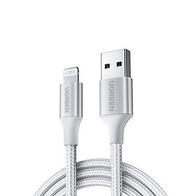 Mua Cáp USB 2.0 A ra Lightning MFI đầu bọc nhôm mà nickel chống nhiễu 0.25M màu trắng Ugreen 291MFI60159US Hàng chính hãng