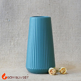 Mua Bình hoa gốm kẻ sọc màu xanh S1 - Gốm Bát Tràng