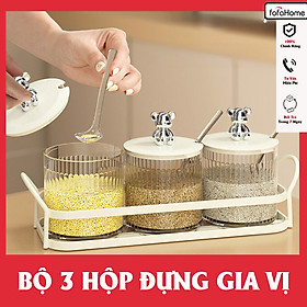 Mua Bộ 3 Lọ Đựng Gia Vị Trong Suốt Nhựa Acrylic Cao Cấp  Hũ Gia Vị Có Kèm Thìa Và Khay Đựng